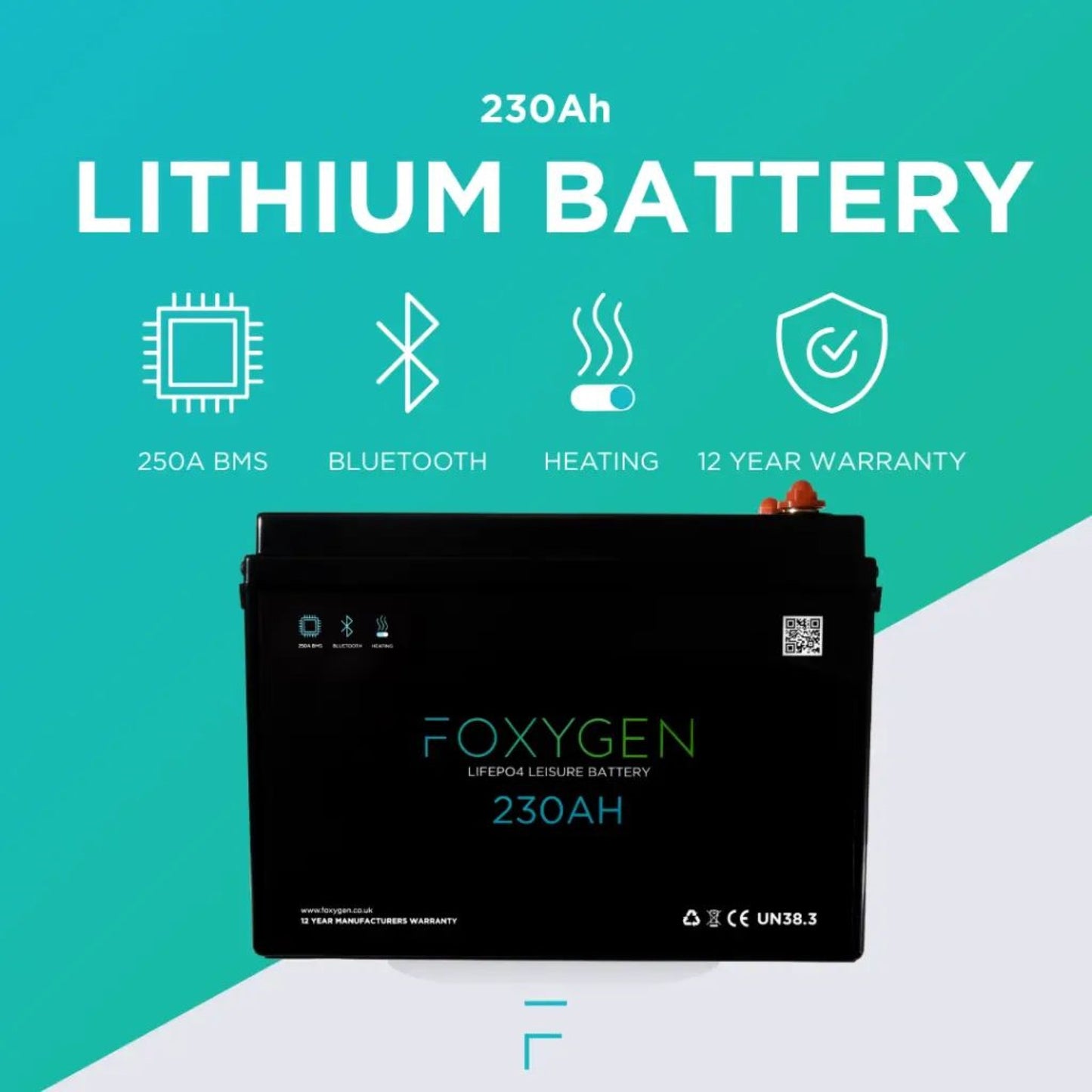 Foxygen Lithium Leisure Battery with Bluetooth & Heating (105Ah–460Ah)