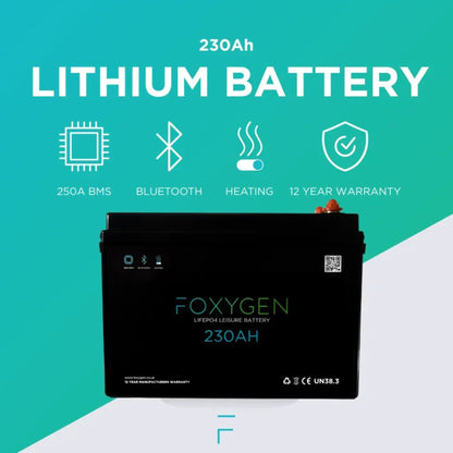 Foxygen Lithium Leisure Battery with Bluetooth & Heating (105Ah–460Ah)