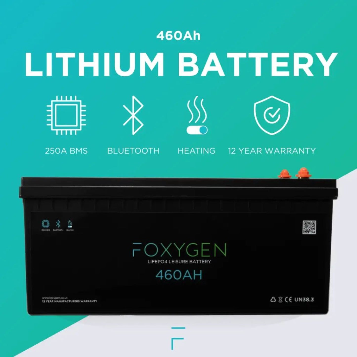 Foxygen Lithium Leisure Battery with Bluetooth & Heating (105Ah–460Ah)