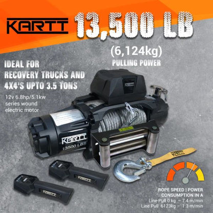 13500 lbs 12v Electric Winch Steel Wire