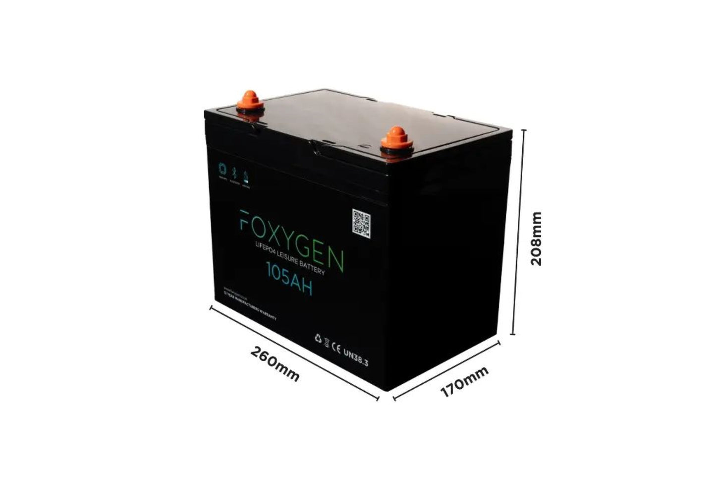 Foxygen Lithium Leisure Battery with Bluetooth & Heating (105Ah–460Ah)