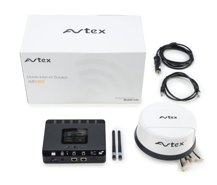 Avtex AMR105X 5G Dual-SIM Wi-Fi 6 Mobile Internet Router & Roof Antenna